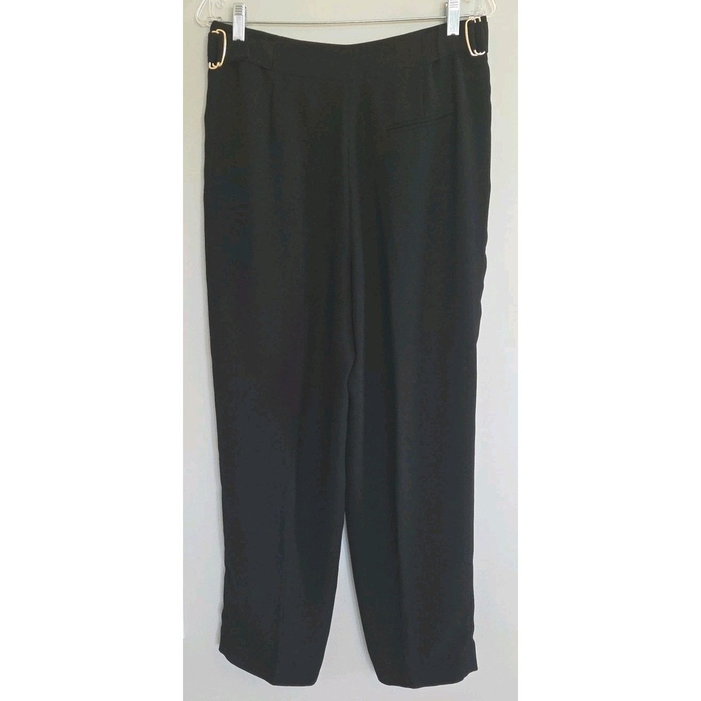 Women's Black Pleated Work Pants Dress Slacks Trouser Gold Buckle Vince Camuto 8